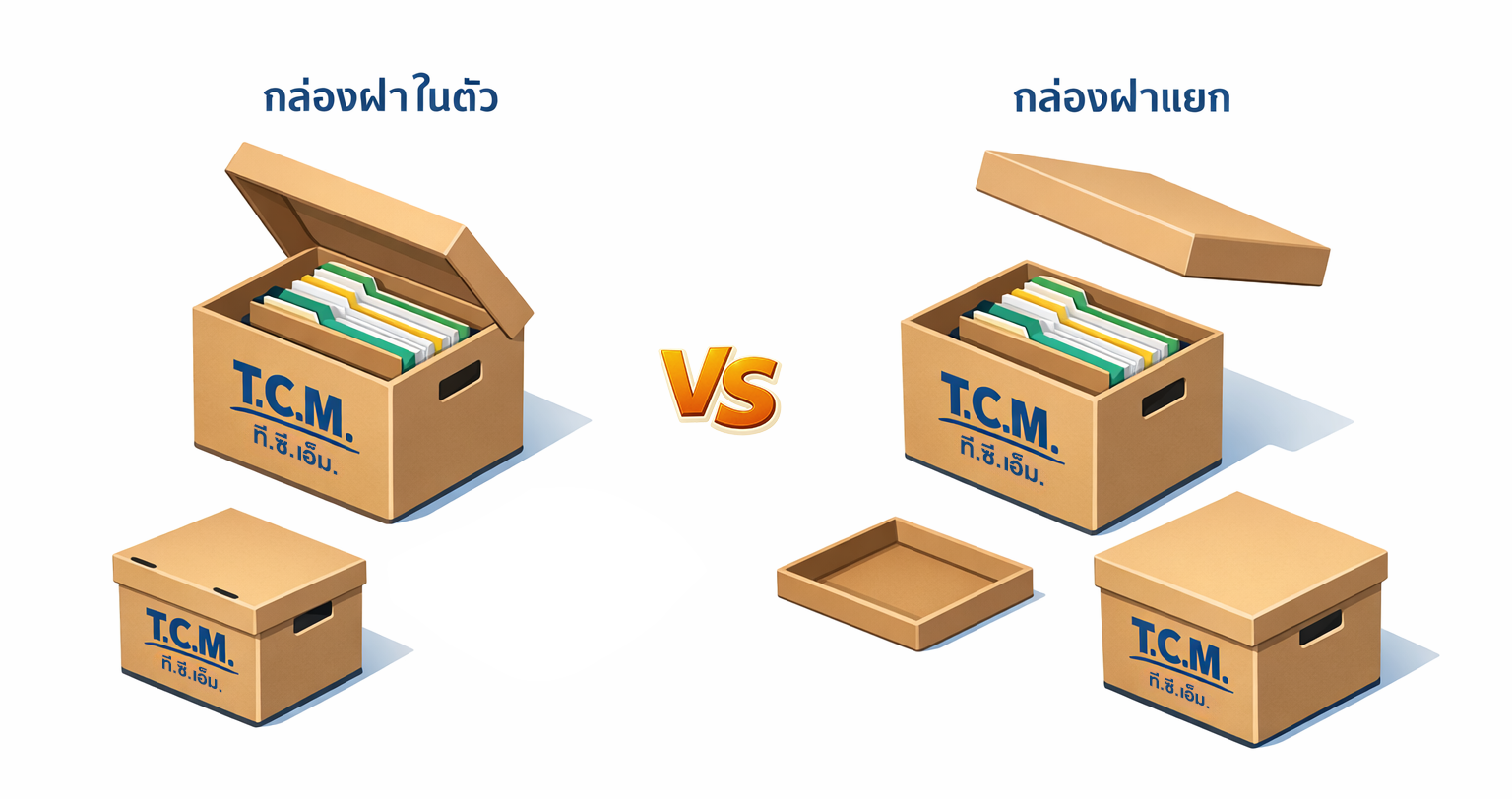 กล่องเก็บเอกสารฝาในตัว กล่องเก็บเอกสารฝาแยก